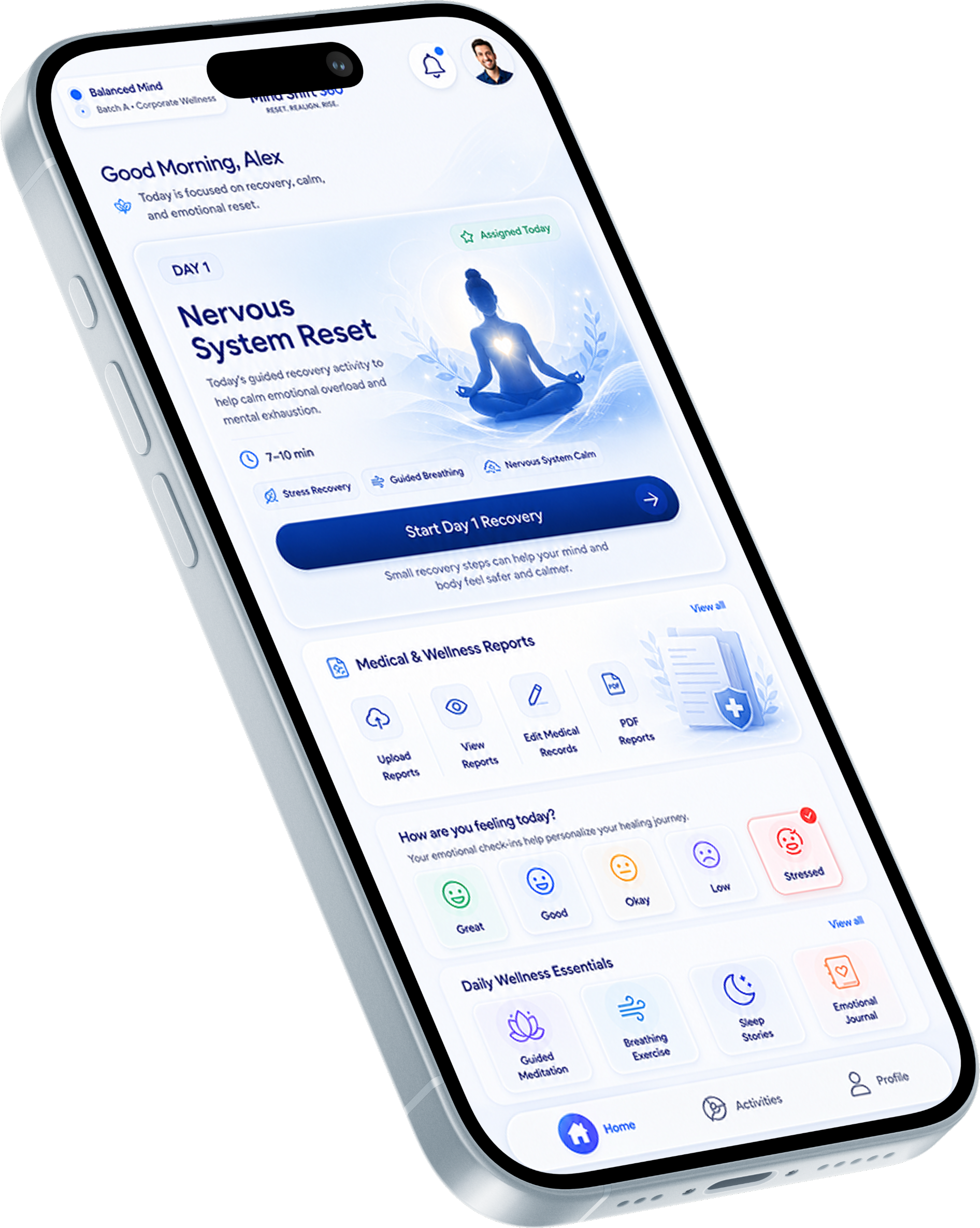 Mind Shift app dashboard